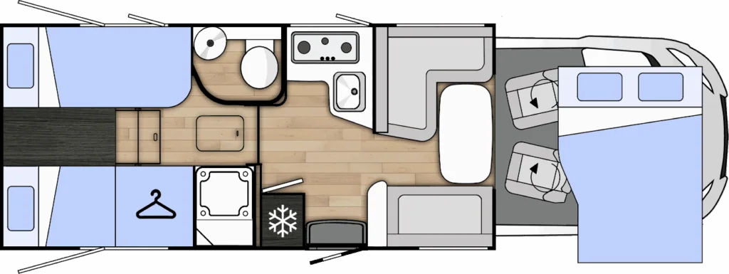 Benimar Mileo 263 - tloris | avtodomnajemi.si
